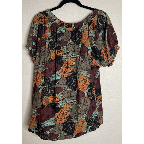 Westbound 1X Womens Colorful Short Sleeve Tunic Top Tropical Floral Cottage - Picture 2 of 7